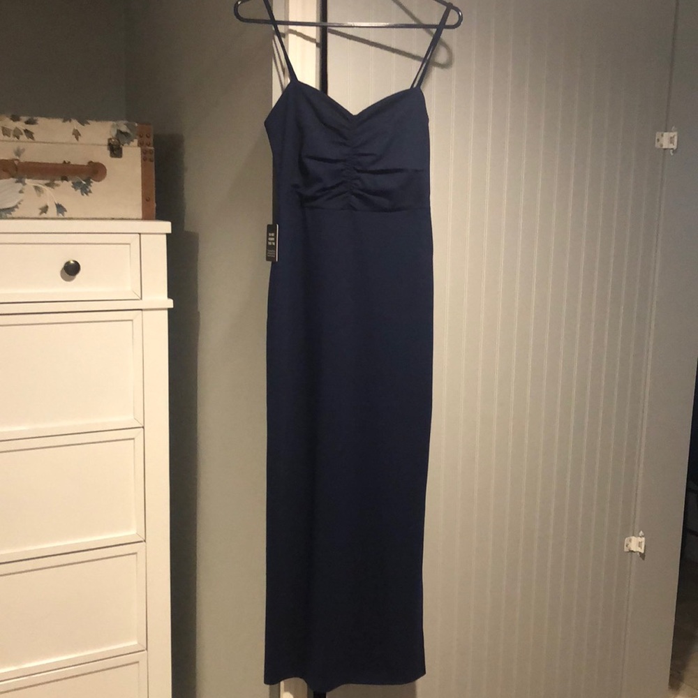 Navy floor length dress NWT